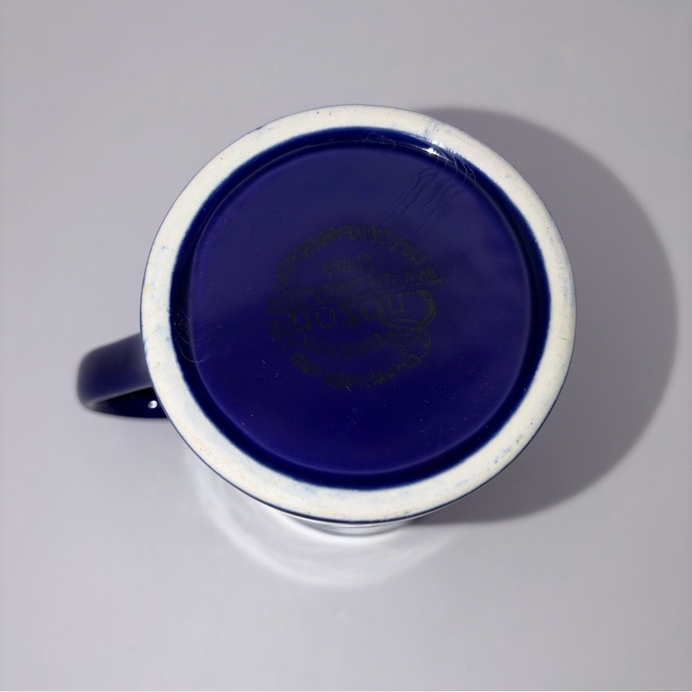 Vintage Cobalt Blue Stoneware Tea Cups Set w Sugar Bowl & Creamer - Picture 11 of 16